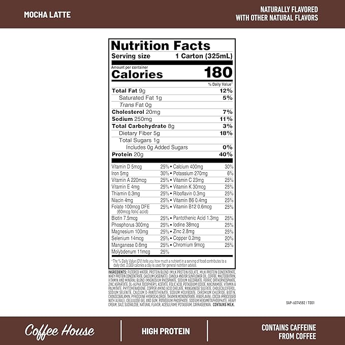 SlimFast High Protein Latte Bundle, Caffeine, 20g Protein, Vanilla Latte Meal Replacement Powder, 21 Servings + Mocha Latte Protein Shake, Meal Replacement Shake Ready to Drink, 11 Fl Oz (Pack of 12)