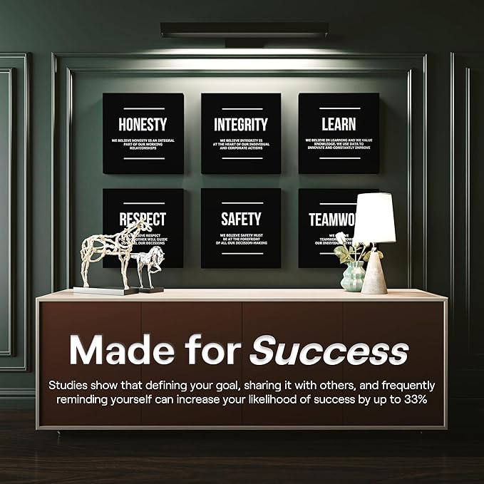 6X Motivational canvas, wall art for bedroom and office, inspirational black and white canvas poster, motivational poster set, decor bundle for home, wall pictures for living room (6x - 16 X 16 in)