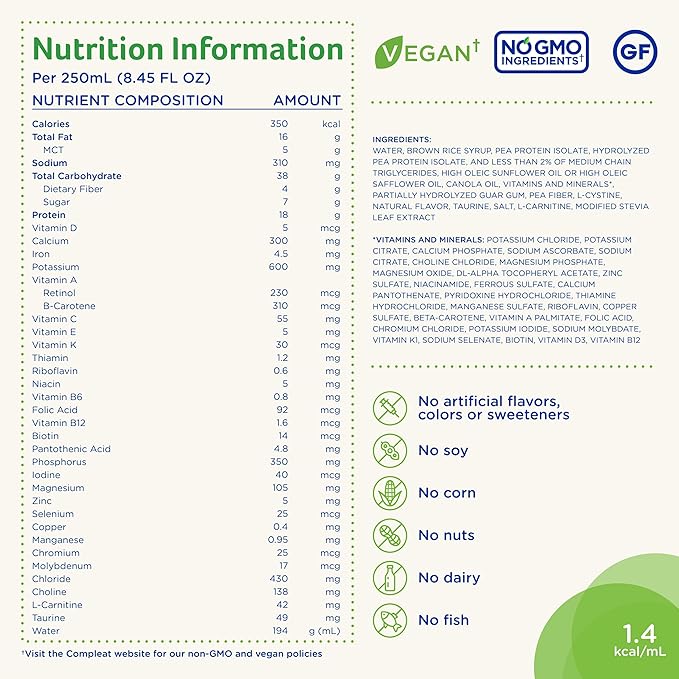 Nestle Compleat Standard 1.4 Cal Oral Supplement Vanilla 8.45 oz Carton 24 Ct