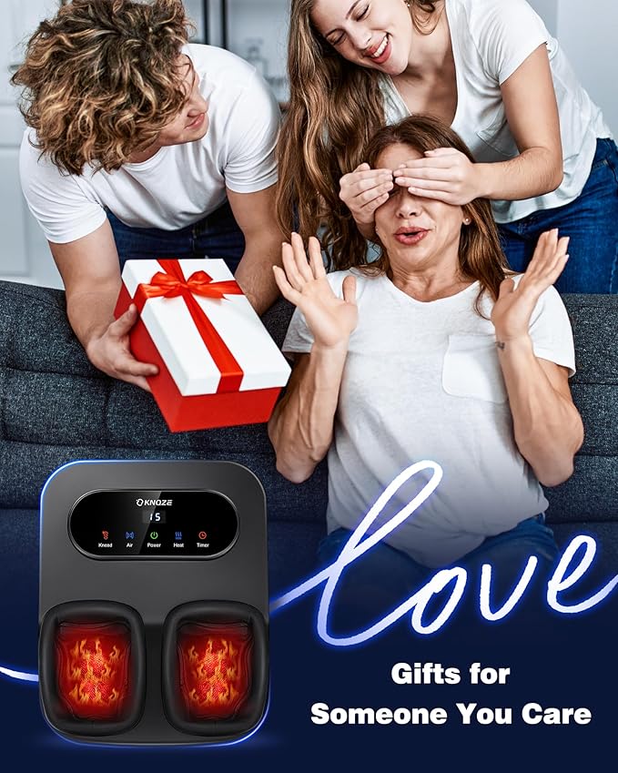 Foot Massager with Heat and Remote, Shiatsu Deep Kneading Feet Massager for Plantar Fasciitis & Neuropathy, Foot Warmer, Gifts for Mom Women Men Dad, Fits Up to Men Size 12