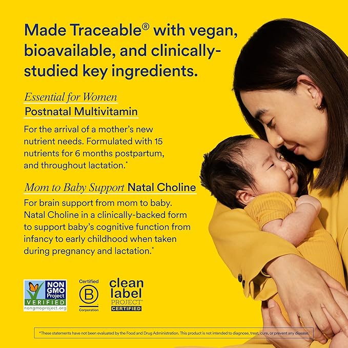 Ritual Postnatal Mom-to-Baby Set, Postpartum Multivitamin and Natal Choline Supplements, Supports Lactation, Immune Function, and Baby's Cognitive Function
