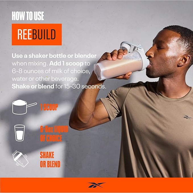 Reebok Whey Protein Powder + Collagen Peptides | 25g Protein with 9 Essential Amino Acids | Muscle Recovery, Joint & Gut Support | Informed-Sport Certified | ReeBuild Vanilla Ice Cream Flavor, 1.3 lb