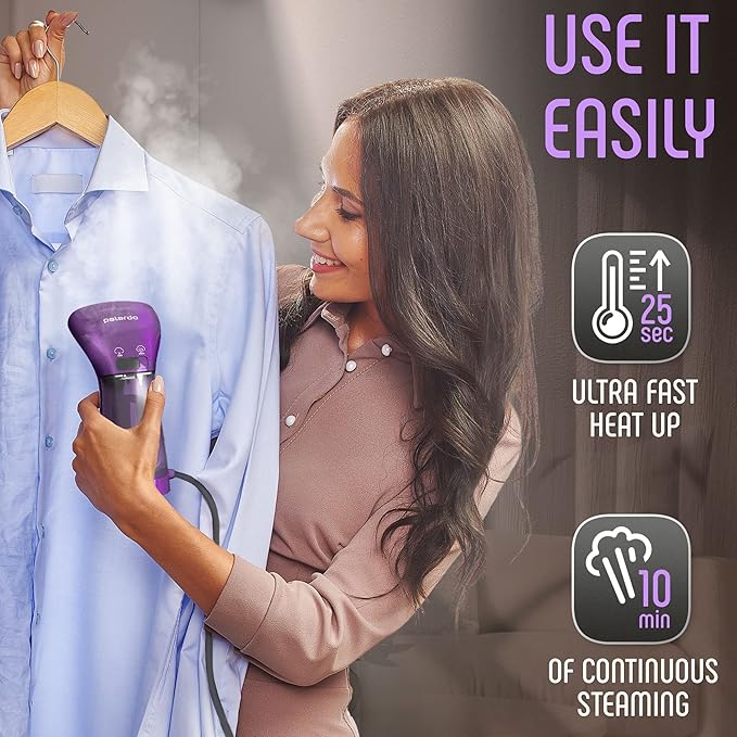 Portable Travel Garment Steamer for Clothes, Metal Steam Head, 25s Heat Up, Pump System, Mini Size, Handheld Steamer for Any Fabrics, No Water Spitting, 120V