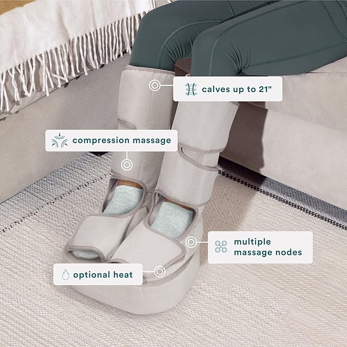 Homedics Leg & Foot Massager, Deep Kneading Shiatsu, 360-Degree Leg Massager, Soothing Heat, Multiple Massage Modes, Calf to Toe Muscle Relaxation, Compact and Portable
