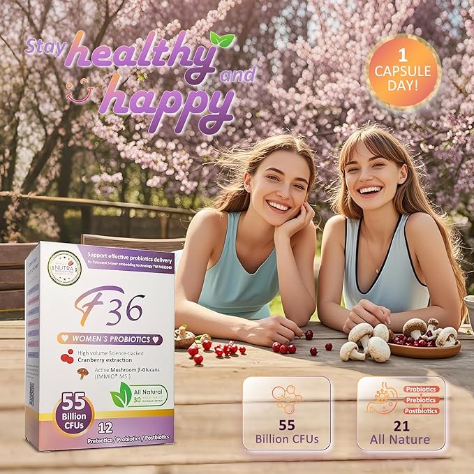 Probiotics for Women 55 Billion CFU – Vaginal & Digestive Health, Immune Support, Sleep & PH Balance – with Cranberry, β-Glucan, Prebiotics & Postbiotics – Once Daily Capsule - 30 Capsules Pack