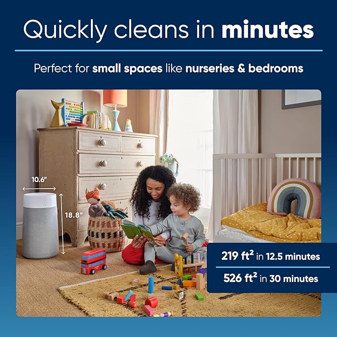 BLUEAIR Air Purifiers for Bedroom, HEPASilent Air Purifiers for Home, Air Purifiers for Pets Allergies Air Cleaner, Smart Air Purifier, Small Room Air Purifier, Virus Air Purifier, Blue Pure 411i Max