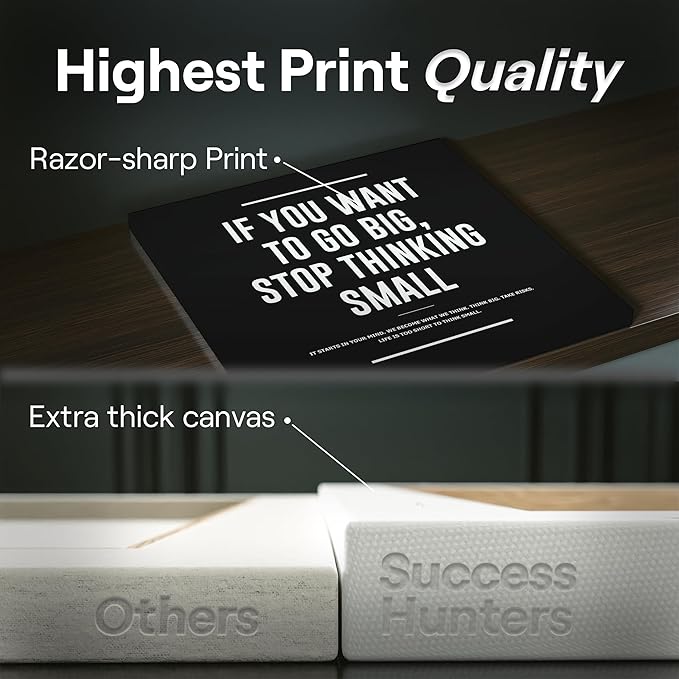 6X Motivational canvas, wall art for bedroom and office, inspirational black and white canvas poster, motivational poster set, decor bundle for home, wall pictures for living room (6x - 30 X 30 in)