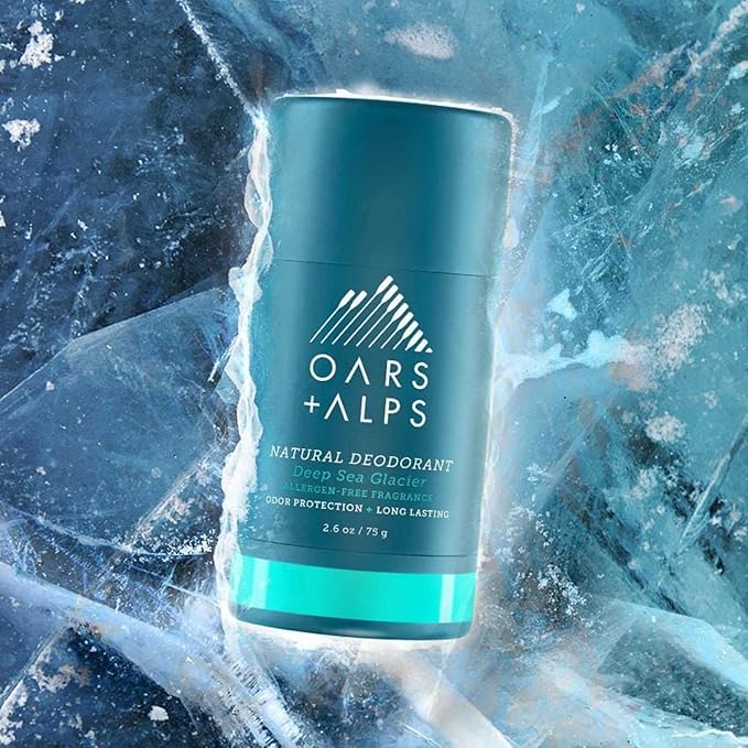 Oars + Alps Aluminum Free Deodorant for Men and Women, Dermatologist Tested and for Sensitive Skin, Vegan, Deep Sea Glacier, 2 Pack, 2.6 Oz Each