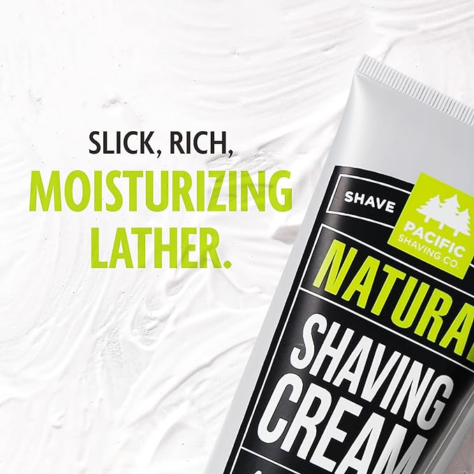 Pacific Shaving Company Natural Shaving Cream - Shea Butter + Vitamin E Shave Cream for Hydrated Sensitive Skin - Clean Formula for a Smooth, Anti-Redness + Irritation-Free Shave Cream (7 Oz, 2 Pack)
