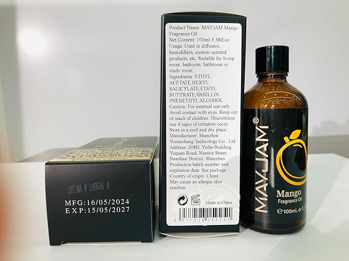 100ML/3.38FL.OZ Mango Fragrance Oils with Glass Dropper, Essential Oils for Diffusers for Home, Long Lasting Scented Oils for Diffusers Soap Candle Making