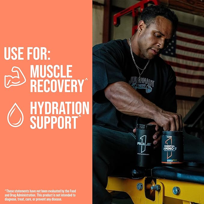 Rule 1 Essential Amino 9 – Recovery & Hydration Support with 7.5g of Essential Amino Acids + Electrolytes (30 Servings, Fruit Punch)