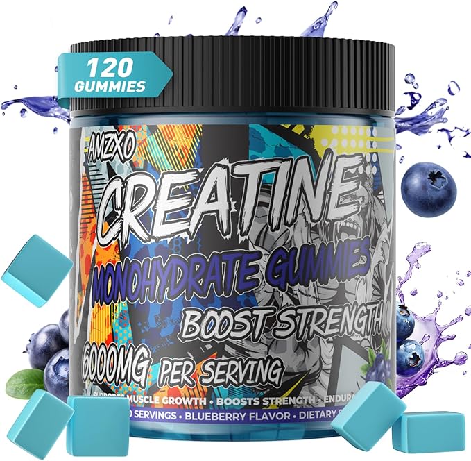 Creatine Monohydrate Gummies 6g for Men Women,Complex Creatine Monohydrate Chewable for Muscle Strength,Muscle Building,Energy Boost,Pre-Workout Energy Supplement,Vegan Blueberry - 120 Count