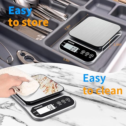 Smart Food Scale Digital Weight Grams and Oz, 3kg/0.1g Kitchen Scale for Weight Loss, Cooking, Baking, Super Accurate, Easy to Clean and Store, Tare Function (Batteries Included)