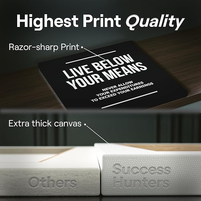 6X Motivational canvas, wall art for bedroom and office, inspirational black and white canvas poster, motivational poster set, decor bundle for home, wall pictures for living room (6x - 20 X 20 in)