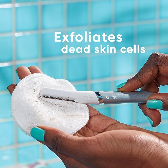 Gillette Venus Facial Razor, Exfoliating Dermaplaning Tool for Face, Replaceable Refills, Removes Fine Facial Hair, Exfoliates Dead Skin, Skin Defense Guard, Handle with 5 Blade Refills