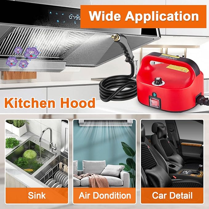 2500W Handheld Steam Cleaner, High-Temperature Pressurized Steam Cleaner, Grout Steam Cleaner, High Heat Steamer for Cleaning Couch, Floor Tile, Bathroom, Microwave, Mattress Bed Bugs, Windows