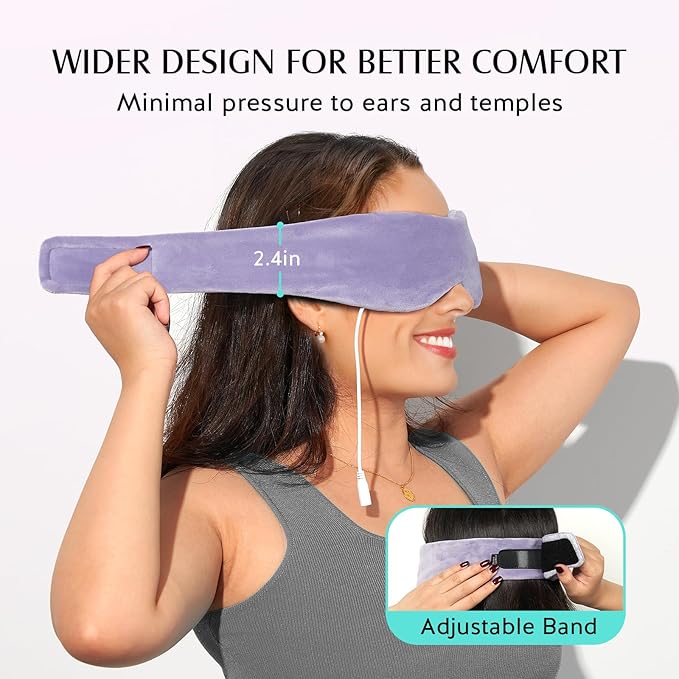 YFONG Heated Eye Mask, Warm Eye Compress Mask for Dry Eyes, USB Electric Heating Pad with Temperature & Timer Control, Dry Sleep Mask for Relax & Reduce Strain Dark Circle Stye Treatment, Purple