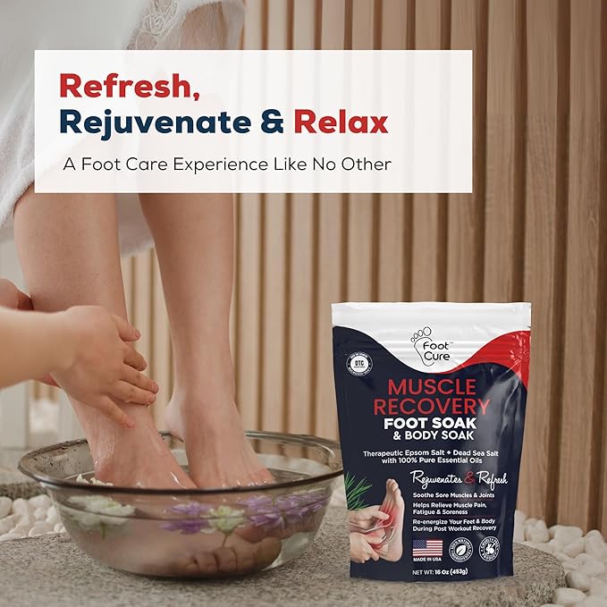 Foot Soak with Epsom Salts – All-Natural Blend for Relaxing Foot Care – Softens Calluses & Refreshes Feet – Invigorating Scent, Spa Pedicure, Made in USA – 16oz (Pack of 1)