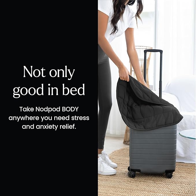 Nodpod Weighted Blanket & Sleep Mask Bundle – Ultra-Soft Body Blanket with Glass Beads + Light-Blocking Eye Mask – Relaxation, Comfort, Travel & Better Sleep - Black Onyx