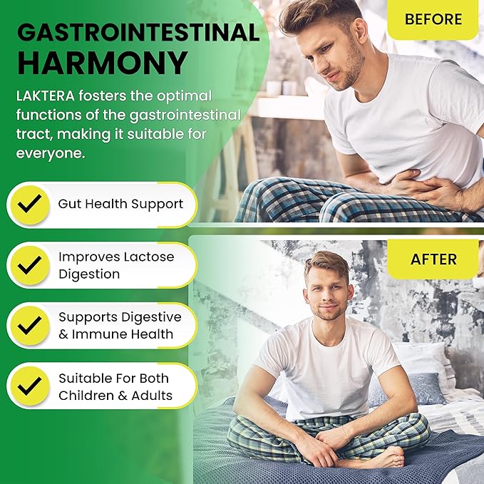 Dr.WellMe | Laktera Probiotic Digestive Aid | Truly Effective for Gut Health | 60 Capsules, 12 Billion CFU + Lactobacillus Bulgaricus | Kosher