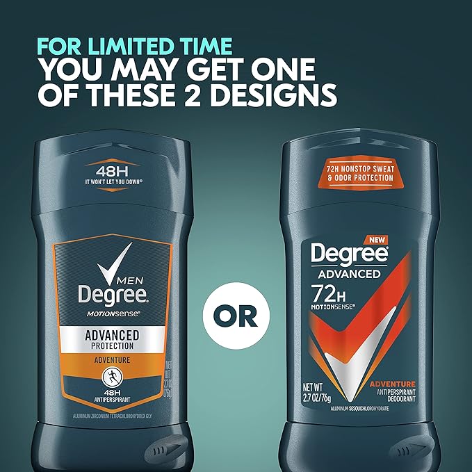Degree Men Antiperspirant Deodorant Adventure Freshness and Odor Protection Deodorant for Men 2.7 Oz, (Pack of 4) Woodsy, Stick
