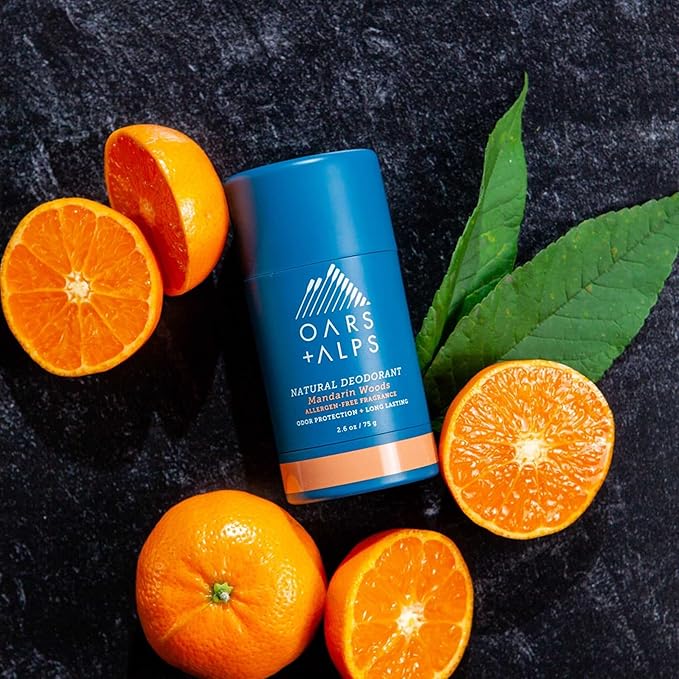 Oars + Alps Aluminum Free Deodorant for Men and Women, Dermatologist Tested and for Sensitive Skin, Vegan, Mandarin Woods, 2 Pack, 2.6 Oz Each