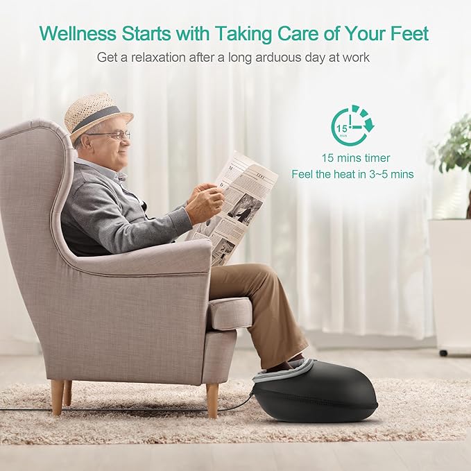Medcursor Foot Massager Machine with Heat, Feet Massage Delivers Relief for Tired Muscles & Plantar, Deep Kneading Therapy, Multi-Level Settings for Home, Office Use, Size up to 13"