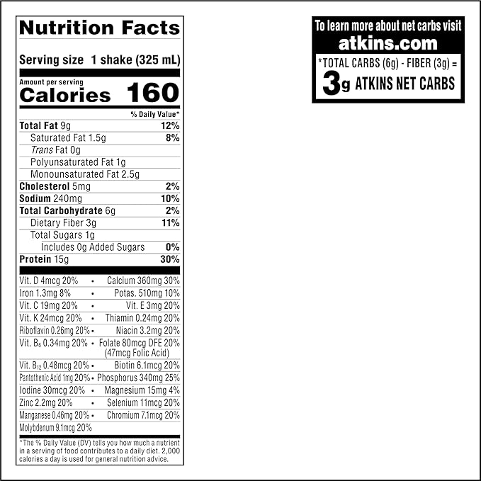 Atkins Chai Tea Latte Flavored Protein Shake, High Protein Shake, Low Glycemic, Low Carb, Low Sugar, Keto Friendly, Gluten Free, 12 count (3 sets of 4)