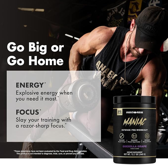 Anabolic Warfare Black Series Maniac, Pre-Workout Powder, Supports Nitric Oxide, Muscle Pumps, and Protein Synthesis* Apple Ambush