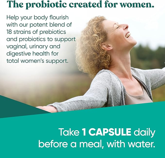 Flourish Probiotics + Prebiotics for Women – Gut and Digestion, Urinary Tract, Reduce Bloating, Vaginal Health – 18 Clinically Proven Strains, 14 Billion CFU – 30 Shelf-Stable Mini Vegan Capsules
