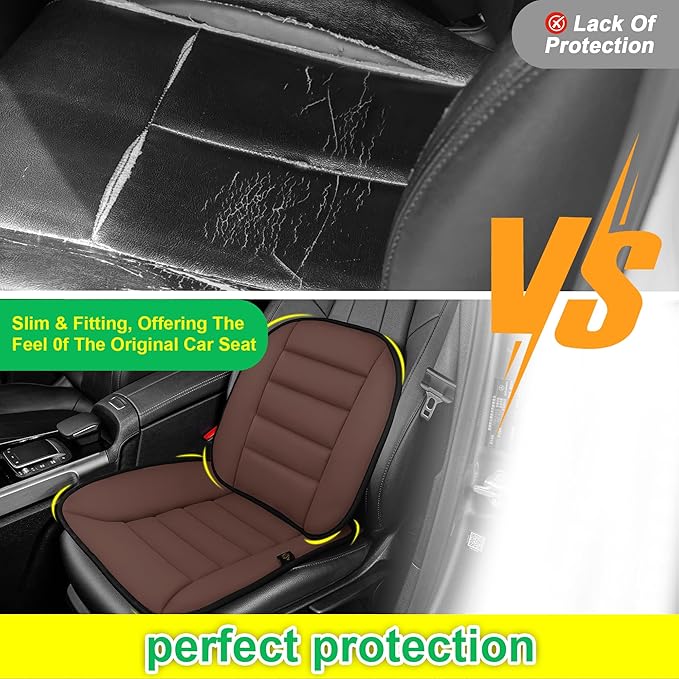 kingphenix Car Seat Cushion with Lumbar Support Pillow: Enhanced Comfort Memory Foam Design for Pain Relief, Ideal for Drivers and Office Use - Ergonomic Lumbar Comfort for Long Sitting - Brown
