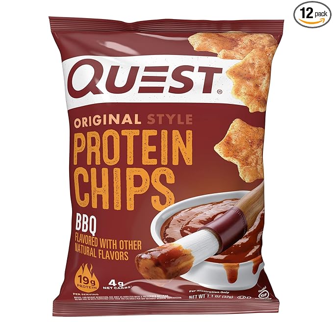 Quest Nutrition BBQ Protein Chips, 19g Protein, 4g Net Carb, Low Carb, Gluten Free, 1.1 oz (Pack of 12)