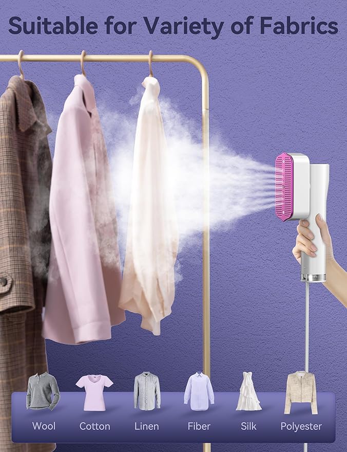 Steamer for Clothes,Sundu Portable Iron Travel Clothes Steamer 15s Fast Heat-up,100ml Water Tank,20 Minutes of Continuous Ironing Removes Wrinkle for Home,Office and Travel-White