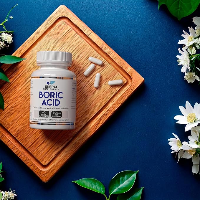 60 Boric Acid Suppositories for Women | BV Treatment for Women | pH Balance Pills | Vaginal Care | Bacterial Vaginosis Treatment Boric Acid (600mg)