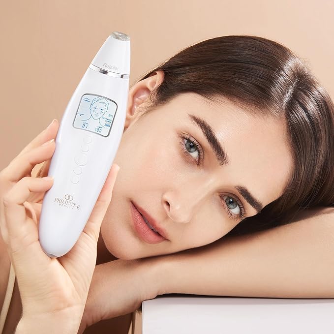 Reinvo Facial Microdermabrasion Wand by Project E Beauty | Gentle Exfoliation | Reduce Wrinkles & Fine Lines | Decrease Pores | Fresh & Radiant Skin | 4 Interchangeable Heads | Vacuum Suction Device