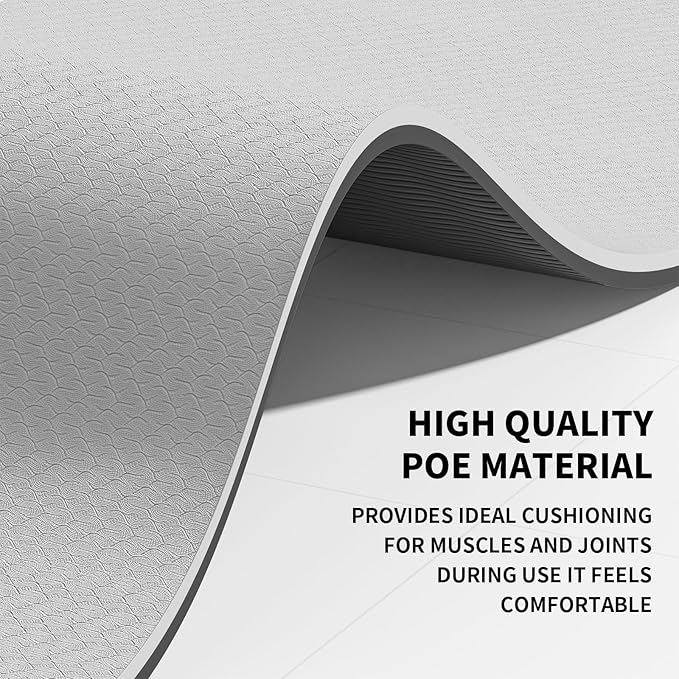 8mm Large Yoga Mat (6'x 4') - Extra Long and Wide 72 x 48 x 0.32 inches, Non-Slip POE Fitness Mat, Eco-Friendly, Thick Wide Exercise Mat for Home Workouts,Ideal for Yoga and Pilates.