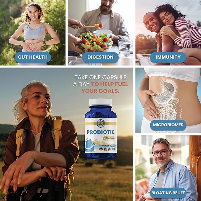 Daily Probiotic – 50 Billion CFU + Prebiotics | Gut, Digestive & Immune Support | 11-Strain Formula for Bloating, Balance & Whole-Body Wellness