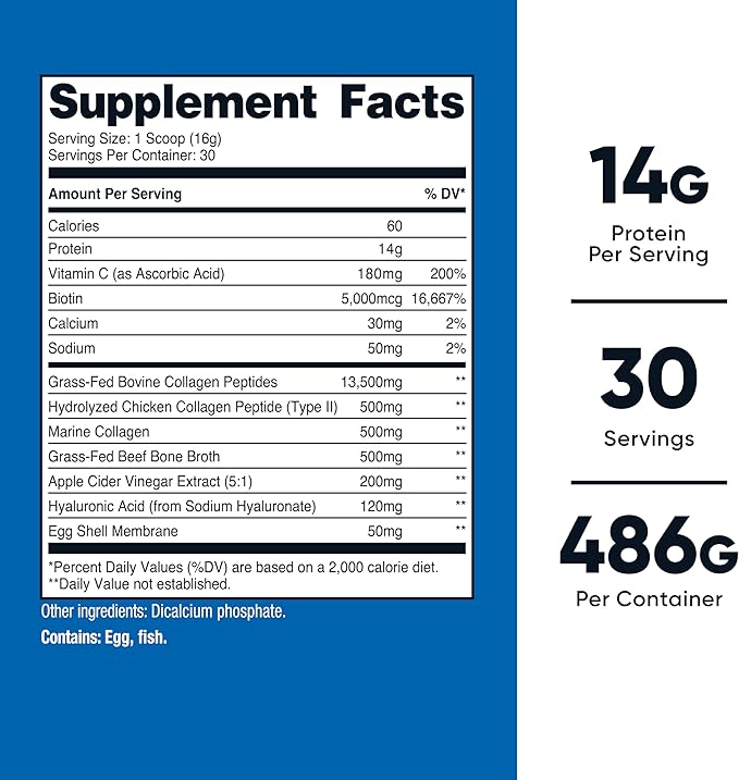 Nutricost Multi Collagen Protein Complex (Unflavored, 30 Servings) - Supplement with Biotin, Hyaluronic Acid, and Collagen Peptides