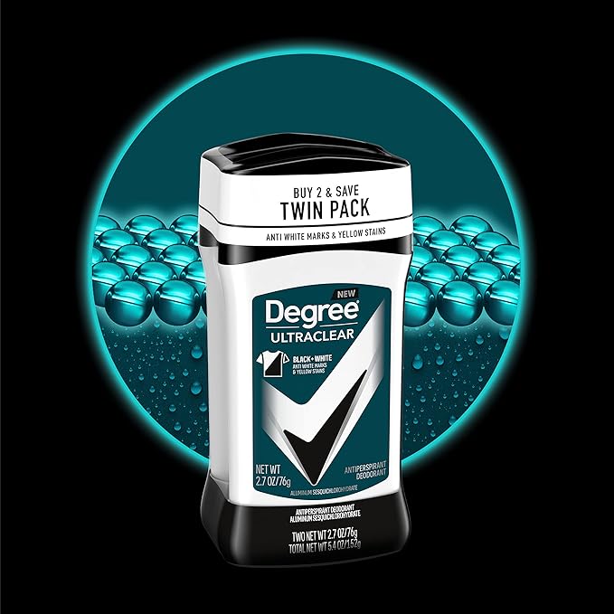 Degree Men UltraClear Black + White Antiperspirant Deodorant Pack of 4 Total 10.8 oz Stick with 72-Hour Sweat and Odor Protection