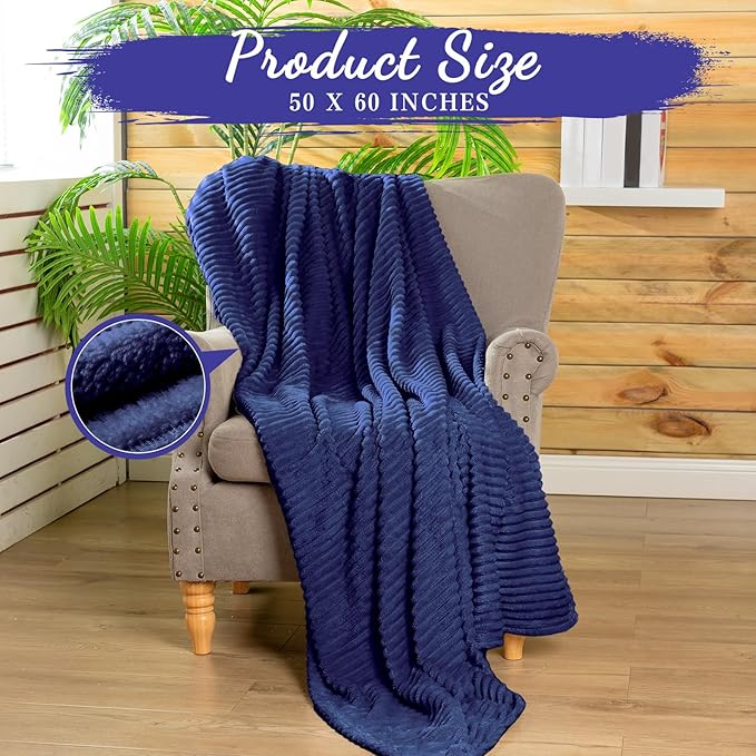 Buryeah 24 Pcs Flannel Throw Blanket Bulk 50 x 60 in Sleepover Blankets Outdoor Wedding Throw Lightweight, Oeko-TEX Standard 100 Certified for Sofa Donation Homeless Gifts (Navy)