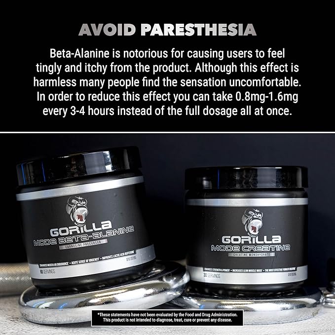 Gorilla Mind Beta-Alanine Carnosine Precursor,Enhanced Muscular Endurance, 3.2 Grams per Servings