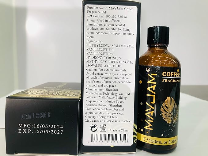 100ML/3.38FL.OZ Coffee Fragrance Oils with Glass Dropper, Essential Oils for Diffusers for Home, Long Lasting Scented Oils for Diffusers Soap Candle Making