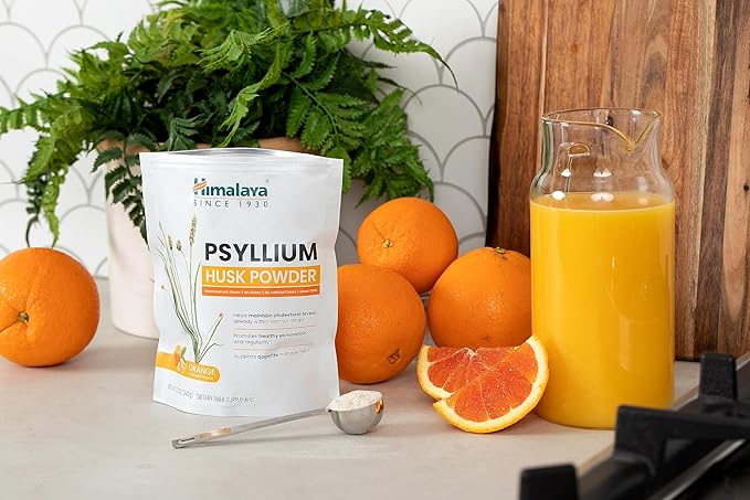 Himalaya Psyllium Husk Powder, Orange, 48 Servings - Daily Fiber Supplement for Supporting Digestive Health and Regularity - Vegan, Non-GMO, Sugar Free, Gluten Free, 12 oz (340 g)