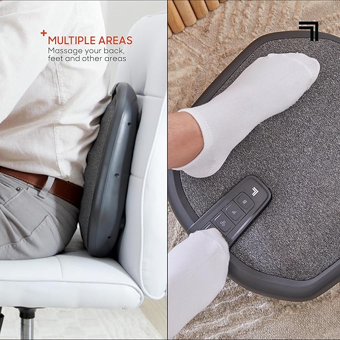 Sharper Image® Shiatsu Foot + Back Massager with Heat & Washable Cover| Portable Kneading Deep Tissue Massage Tool| Heating Pad Massage Pillow