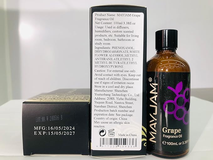 100ML/3.38FL.OZ Grape Fragrance Oils with Glass Dropper, Essential Oils for Diffusers for Home, Long Lasting Scented Oils for Diffusers Soap Candle Making