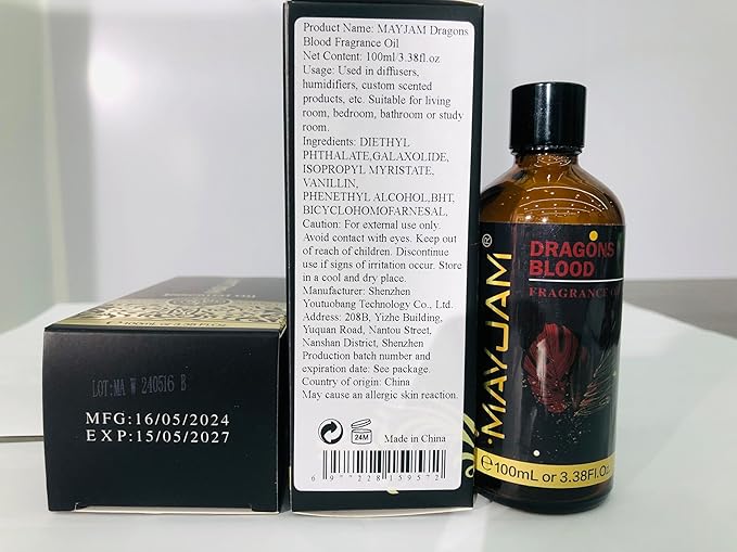 100ML/3.38FL.OZ Dragons Blood Fragrance Oils with Glass Dropper, Essential Oils for Diffusers for Home, Long Lasting Scented Oils for Diffusers Soap Candle Making