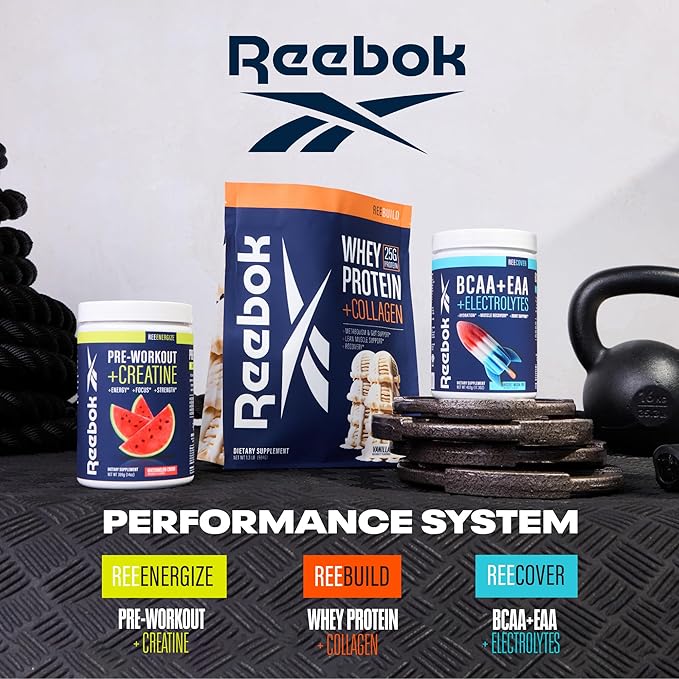 Reebok Pre-Workout Powder | 200mg Natural Caffeine, 3g Creatine Monohydrate | Clean Energy Pre Workout for Strength, Focus & Pump | Informed-Sport Certified | ReeEnergize | Sour Green Apple