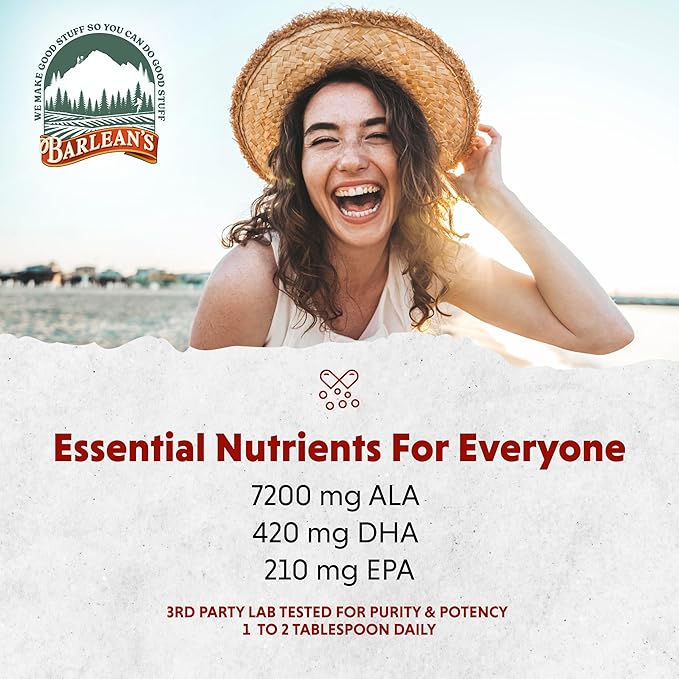 Barlean's Vegan Omega Liquid Flax and Algae Oil Plant Based EPA DHA Supplement from Algal Oil and Organic Flaxseed, Omegas 3 6 and 9 Fatty Acid Supplements, 16 Ounces