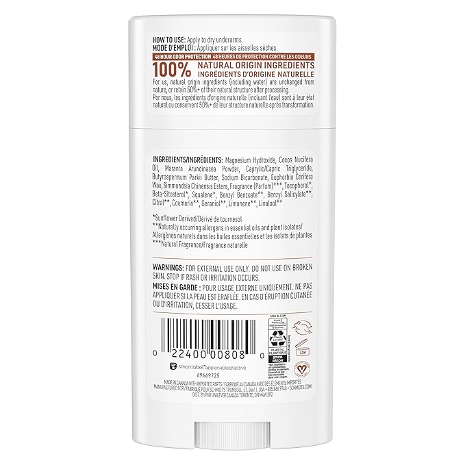 Schmidt's Aluminum-Free Vegan Deodorant Sandalwood & Citrus 2 Count for Women and Men, with 24 Hour Odor Protection, Natural Ingredients, Cruelty-Free, 2.65 oz