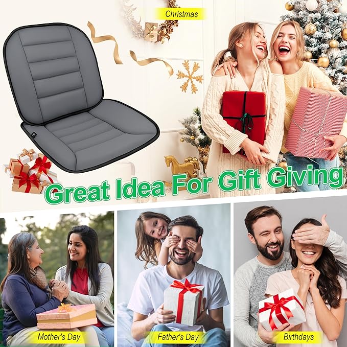 kingphenix Car Seat Cushion with Lumbar Support Pillow: Enhanced Comfort Memory Foam Design for Pain Relief, Ideal for Drivers and Office Use - Ergonomic Lumbar Comfort for Long Sitting - Dark Grey
